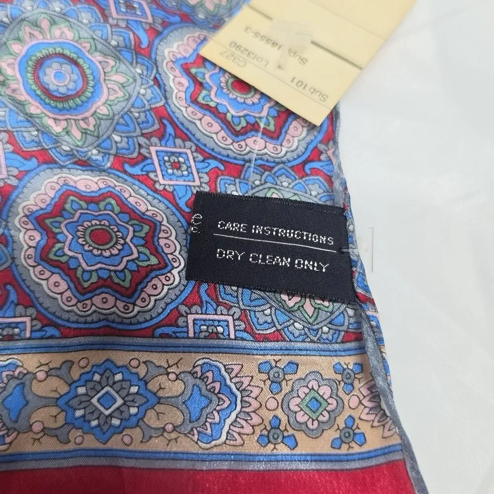 Vintage The Specialty House Silk Moroccan Mandala Women's Scarf Red Blue NWT